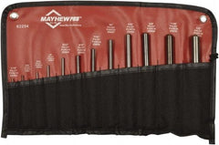 Mayhew - 12 Piece, 1/16 to 1/2", Roll Pin Punch Set - Round Shank, Comes in Vinyl Roll - A1 Tooling