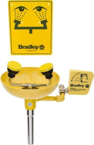 Bradley - Wall Mount, Plastic Bowl, Eye & Face Wash Station - 1/2" Inlet, 30 to 90 psi Flow, 3 GPM Flow Rate - A1 Tooling