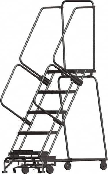 Ballymore - 83" 5 Step Ladder - Rolling Safety Ladder, 450 Lb Capacity, 50" Platform Height, 24" Base Width x 43" Depth, Heavy-Duty Serrated Grating - A1 Tooling