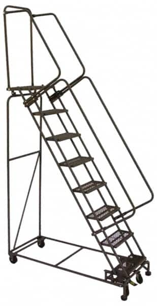 Ballymore - 123" 9 Step Ladder - Lock Step Rolling Safety Ladder, 450 Lb Capacity, 90" Platform Height, 32" Base Width x 68" Base Depth, Perforated Tread - A1 Tooling