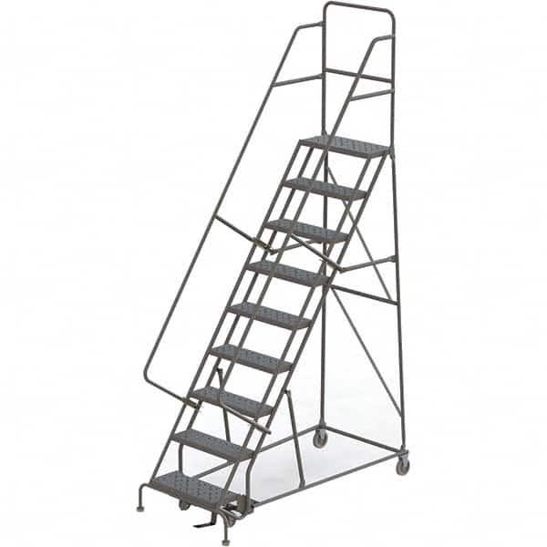 TRI-ARC - 126" 9 Step Rolling Platform Ladder - 450 Lb Capacity, 90" Platform Height, 35" Base Width x 69" Depth, Perforated Tread - A1 Tooling