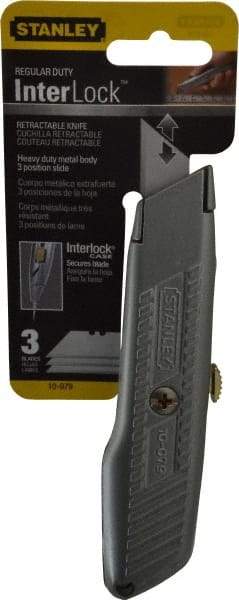 Stanley - Retractable Utility Knife - Enamel (Color) Zinc Handle, 3 Blades Included - A1 Tooling