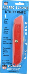 Made in USA - Retractable Utility Knife - Die Cast Aluminum (Color) Aluminum Handle, 3 Blades Included - A1 Tooling