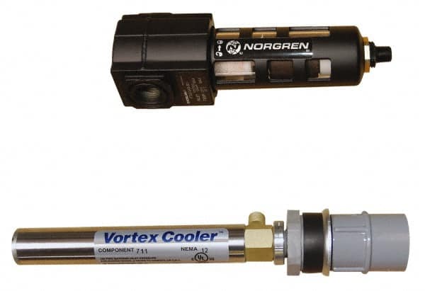 Vortec - 400 BTU per Hour, Vortex Enclosure Cooler without Thermostat - 1/8 NPT Thread, 8 Cubic Ft. per min - A1 Tooling