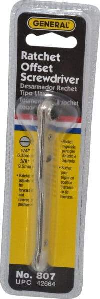 General - Ratcheting Offset Standard Slotted Screwdriver - 3-7/8" OAL - A1 Tooling