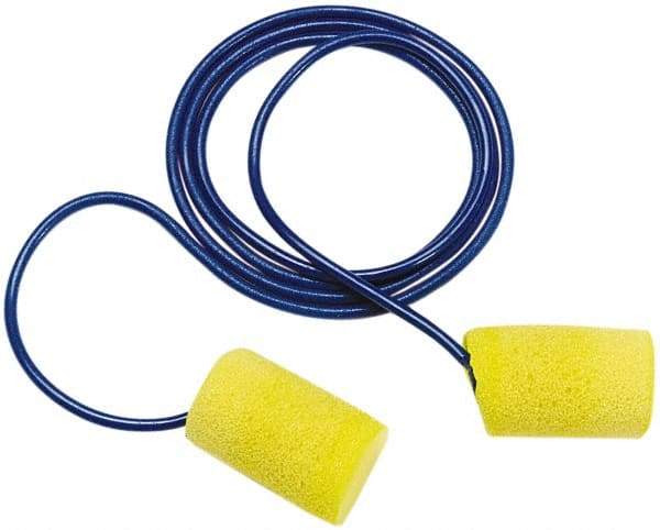 3M - Disposable, Corded, 29 dB, Barrel Earplugs - Yellow, 200 Pairs - A1 Tooling