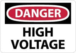 NMC - "Danger - High Voltage", 10" Long x 14" Wide, Rigid Plastic Safety Sign - Rectangle, 0.05" Thick, Use for Accident Prevention - A1 Tooling