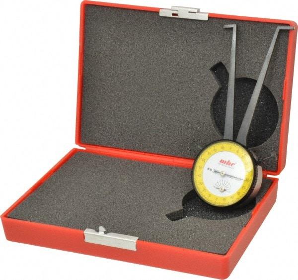 Value Collection - 1-1/8 to 2-1/8" Black Oxide & Chrome Plated Inside Dial Caliper Gage - 0.001" Graduation, 0.038mm Accuracy, 3-1/4" Leg Length, Ball Contact Points - A1 Tooling