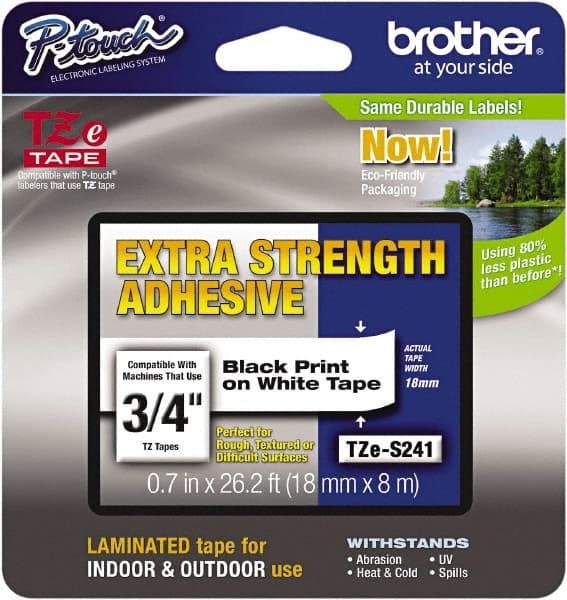 Brother - 3/4" Wide x 314.4" Long, White Plastic/Paper Tape Cassette - For Label Maker - A1 Tooling