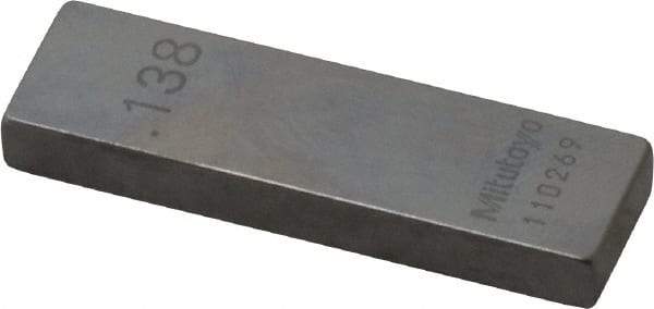 Mitutoyo - 0.138" Rectangular Steel Gage Block - Accuracy Grade AS-1, Includes Certificate of Inspection - A1 Tooling