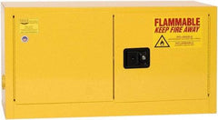 Eagle - 2 Door, Yellow Steel Stackable Safety Cabinet for Flammable and Combustible Liquids - 22-1/4" High x 43" Wide x 18" Deep, Manual Closing Door, 3 Point Key Lock, 15 Gal Capacity - A1 Tooling