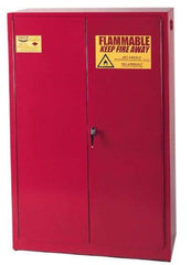 Eagle - 2 Door, 5 Shelf, Red Steel Standard Safety Cabinet for Flammable and Combustible Liquids - 65" High x 43" Wide x 18" Deep, Manual Closing Door, 3 Point Key Lock, 60 Gal Capacity - A1 Tooling