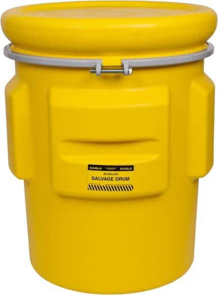 Eagle - 65 Gallon Capacity, Metal Band with Bolt Closure, Yellow Salvage Drum - 55 Gallon Container ,Polyethylene, 440 Lb. Capacity, UN 1H2/X200/S Listing - A1 Tooling