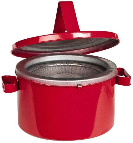 Eagle - 8 Quart Capacity, Coated Steel, Red Bench Can - 7 Inch High x 11-1/4 Inch Diameter, 2-1/2 Inch Dasher Diameter, Includes Lid - A1 Tooling