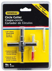 General - 7/8 to 4" Cutting Diam, Circle Cutter Tool - Straight Shank, 3/8" Shank Diam - A1 Tooling