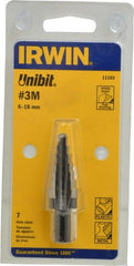 Irwin - 7 Hole Sizes, 6 to 18mm Hole Diam High Speed Steel Speedpoint Step Drill Bit - A1 Tooling