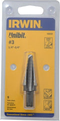 Irwin - 9 Hole Sizes, 1/4 to 3/4" Hole Diam High Speed Steel Speedpoint Step Drill Bit - A1 Tooling