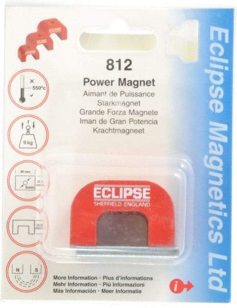 Eclipse - 1 Hole, 0.1969" Hole Diam, 63/64" Overall Width, 1-37/64" Deep, 63/64" High, 20 Lb Average Pull Force, Alnico Power Magnets - 10mm Pole Width, 550°C Max Operating Temp, Grade 5 Alnico - A1 Tooling