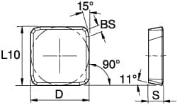 Kennametal - SPKN53 Grade KC725M Carbide Milling Insert - TiN/TiCN/TiN Finish, 3/16" Thick, 5/8" Inscribed Circle - A1 Tooling