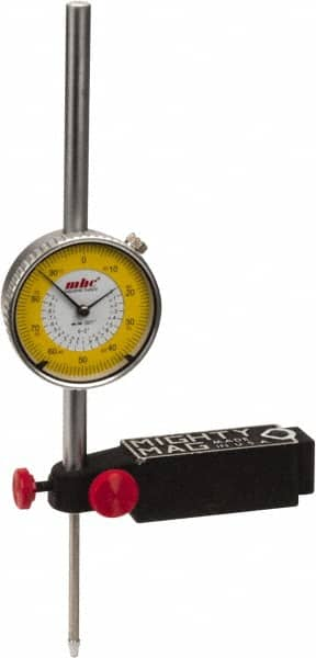 Value Collection - 0.001" Graduation, 0-100 Dial Reading, Dial Indicator & Base Kit - 4-1/2" Base Length x 1" Base Width x 1-1/4" Base Height, 2.2" Dial Diam - A1 Tooling