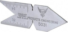 PEC Tools - 60° Angle, Satin Chrome Coated Steel Center Gage - 1/32 to 1/14 Inch Graduation - A1 Tooling