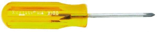 Xcelite - #0, 4-5/8" OAL, Standard Phillips Screwdriver - 2" Blade Length, Round Shank, Acetate Handle - A1 Tooling