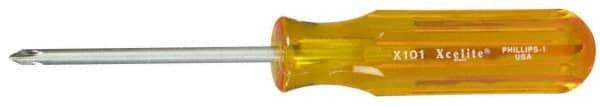 Xcelite - #1, 6-5/8" OAL, Standard Phillips Screwdriver - 3" Blade Length, Round Shank, Acetate Handle - A1 Tooling