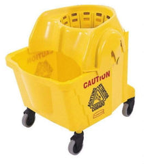 Rubbermaid - 35 Qt Plastic Bucket & Wringer - 18-5/8" Long x 24-3/4" High x 15-7/8" Wide, Yellow - A1 Tooling