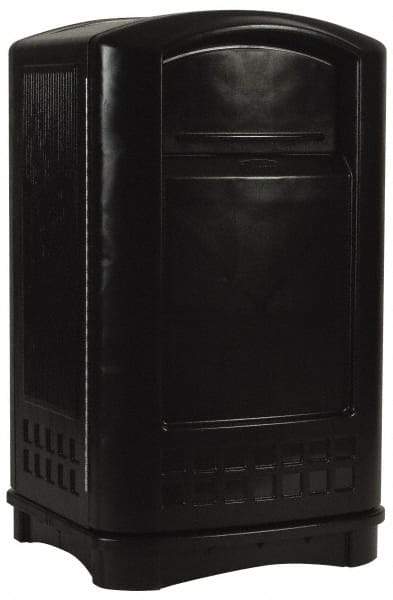 Rubbermaid - 50 Gal Black Rectangle Trash Can - Polyethylene, 42-1/8" High x 24-3/4" Long x 25-1/4" Wide - A1 Tooling