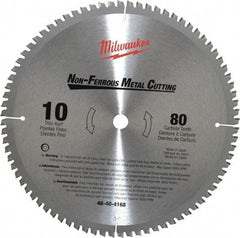 Milwaukee Tool - 10" Diam, 5/8" Arbor Hole Diam, 80 Tooth Wet & Dry Cut Saw Blade - Carbide-Tipped, General Purpose & Straight Action, Standard Round Arbor - A1 Tooling