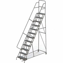 TRI-ARC - 156" 12 Step Rolling Platform Ladder - 450 Lb Capacity, 120" Platform Height, 35" Base Width x 90" Depth, Perforated Tread - A1 Tooling