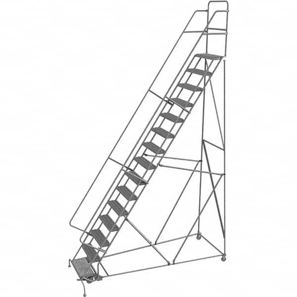 TRI-ARC - 186" 15 Step Rolling Platform Ladder - 450 Lb Capacity, 150" Platform Height, 40" Base Width x 110" Depth, Serrated Tread - A1 Tooling