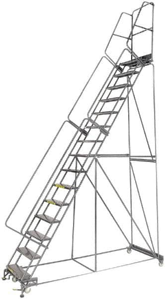 Ballymore - 192" 15 Step Ladder - Lock Step Rolling Safety Ladder, 450 Lb Capacity, 150" Platform Height, 40" Base Width x 106" Depth, Abrasive Mat Tread - A1 Tooling