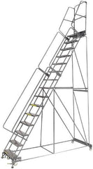 Ballymore - 192" 15 Step Ladder - Lock Step Rolling Safety Ladder, 450 Lb Capacity, 150" Platform Height, 40" Base Width x 106" Depth, Expanded Metal Tread - A1 Tooling