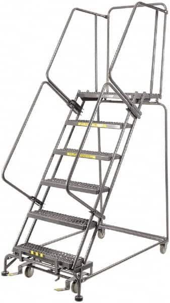 Ballymore - 93" 6 Step Ladder - 450 Lb Capacity, 60" Platform Height, 30" Base Width x 56" Depth, Heavy-Duty Serrated Grating - A1 Tooling