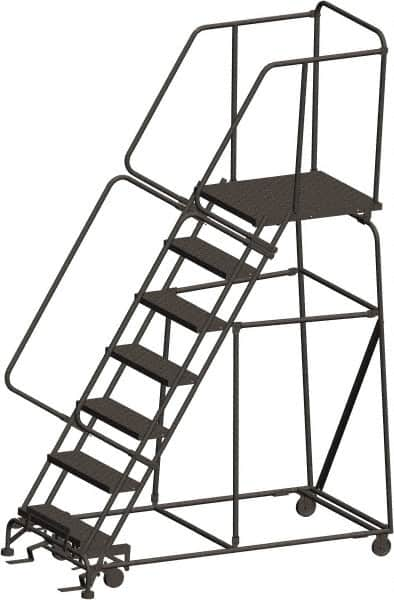 Ballymore - 103" 7 Step Ladder - 450 Lb Capacity, 70" Platform Height, 24" Base Width x 69" Depth, Heavy-Duty Serrated Grating - A1 Tooling