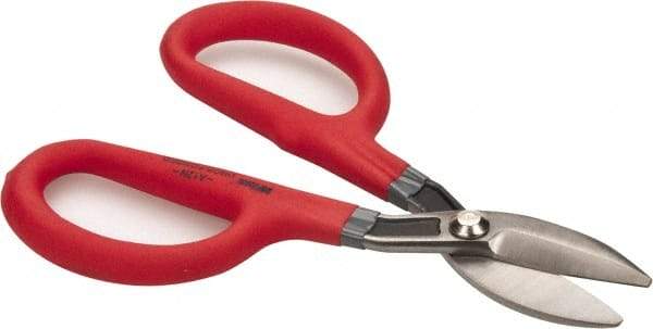 Wiss - 2" Length of Cut, Straight Pattern Tinner's Snip - 8-1/4" OAL, Cushion Grip Handle, 23 AWG Steel Capacity - A1 Tooling