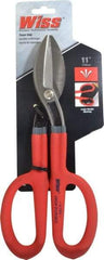 Wiss - 2-1/2" Length of Cut, Straight Pattern Tinner's Snip - 11" OAL, Cushion Grip Handle, 21 AWG Steel Capacity - A1 Tooling