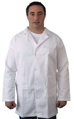 PRO-SAFE - Size M White Lab Coat - Polyester and Cotton, Snap Front, Open Wrists, (2 Pass Through Pockets and Front Chest and Hip Pocket) - A1 Tooling