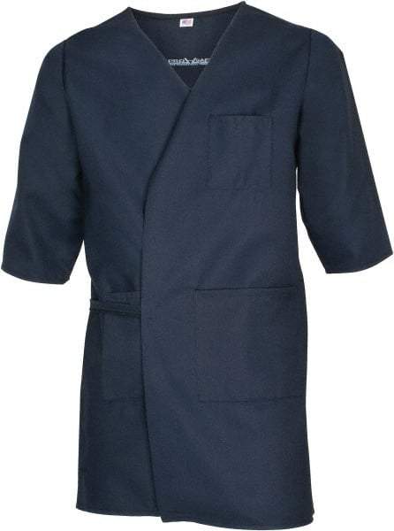 PRO-SAFE - Size L Navy Blue Smock with 5 Pockets - Polyester and Cotton, Buttonless and Ties In Back - A1 Tooling