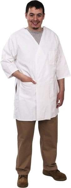 PRO-SAFE - Size XL White Smock with 5 Pockets - Polyester and Cotton, Buttonless and Ties In Back - A1 Tooling