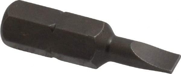 Apex - 0.154" x 0.03" Blade, 1/4" Drive Slotted Screwdriver Bit - 1" OAL, Insert Bit - A1 Tooling