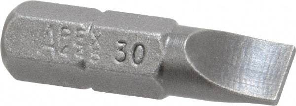 Apex - 0.248" x 0.038" Blade, 1/4" Drive Slotted Screwdriver Bit - 1" OAL, Insert Bit - A1 Tooling