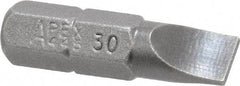 Apex - 0.248" x 0.038" Blade, 1/4" Drive Slotted Screwdriver Bit - 1" OAL, Insert Bit - A1 Tooling