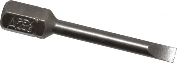 Apex - 0.138" x 0.025" Blade, 1/4" Drive Slotted Screwdriver Bit - 1-1/2" OAL, Insert Bit - A1 Tooling