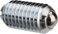 Gibraltar - M10x1.5, 6mm Ball Diam, 19mm Body Length, 2mm Max Ball Reach, Threaded Ball Plunger - Steel Body, Steel Ball, 1.8 Lb Initial End Force, 3.37 Lb Final End Force - A1 Tooling