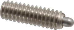 Gibraltar - 1/4-20, 3/4" Thread Length, 1/8" Plunger Projection, Stainless Steel Threaded Spring Plunger - 0.118" Max Plunger Diam, 3/4" Plunger Length, 2 Lb Init End Force, 9 Lb Final End Force, 0.0781" Hex - A1 Tooling