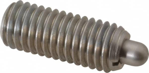 Gibraltar - 1/2-13, 1-1/4" Thread Length, 1/4" Plunger Projection, Stainless Steel Threaded Spring Plunger - 1/4" Max Plunger Diam, 1-1/4" Plunger Length, 6.6 Lb Init End Force, 17.4 Lb Final End Force, 0.1562" Hex - A1 Tooling