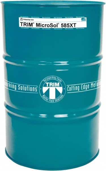 Master Fluid Solutions - Trim MicroSol 585XT, 54 Gal Drum Cutting & Grinding Fluid - Semisynthetic, For Aluminum Alloys, Cast Iron, Composites, Copper, Plastics, Steels & Titanium - A1 Tooling