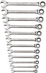 GearWrench - 12 Piece, 8mm to 19mm, 12 Point Ratcheting Combination Wrench Set - Metric Measurement Standard, Chrome Finish - A1 Tooling